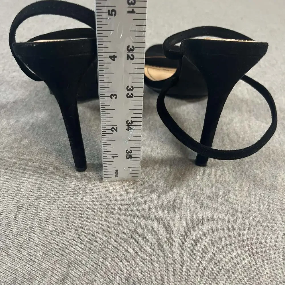 Rouge Helium Women's Black Suede Stiletto Slingback Heels, Size 8